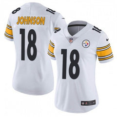 Women's Pittsburgh Steelers #18 Diontae Johnson White Vapor Untouchable Limited Stitched NFL Jersey(Run Small) 