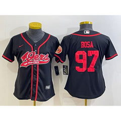 Women's San Francisco 49ers #97 Nick Bosa Black With Patch Cool Base Stitched Baseball Jersey(Run Small) 