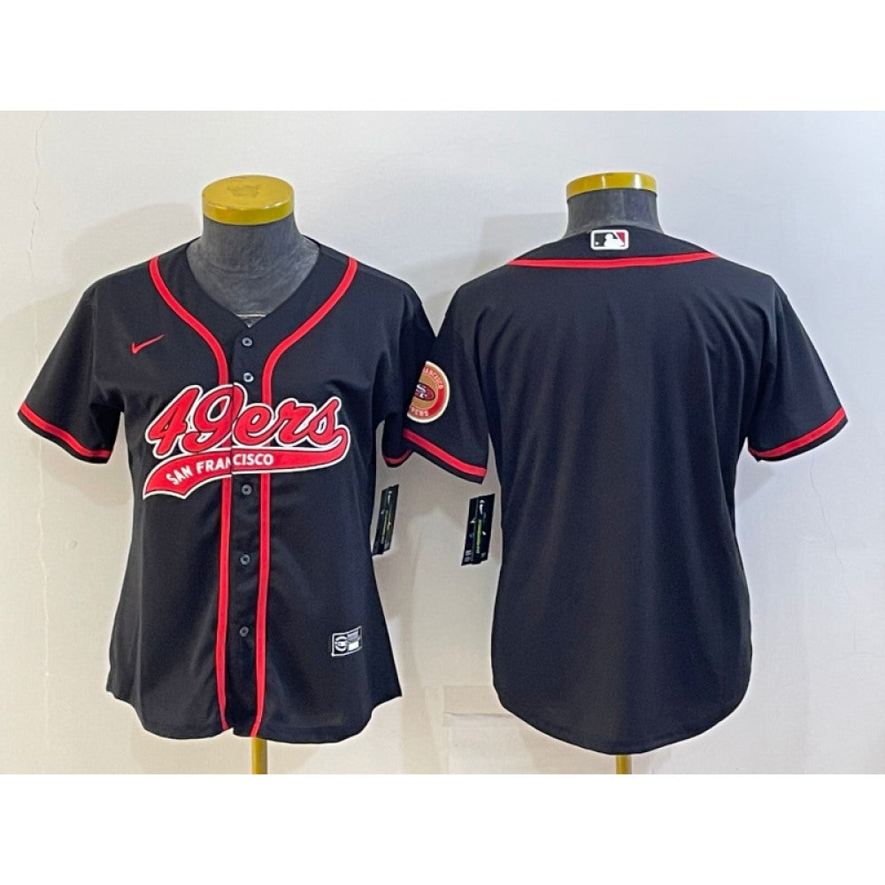 Women's San Francisco 49ers Blank Black With Patch Cool Base Stitched Baseball Jersey(Run Small) 