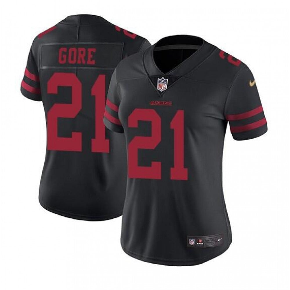 Women's San Francisco 49ers #21 Frank Gore Black Stitched Jersey(Run Small) 