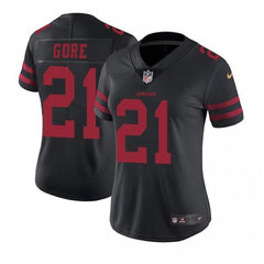 Women's San Francisco 49ers #21 Frank Gore Black Stitched Jersey(Run Small) 