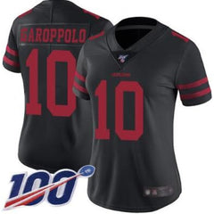 Women's San Francisco 49ers #10 Jimmy Garoppolo 2019 Black 100th Season Vapor Untouchable Limited Stitched Jersey 