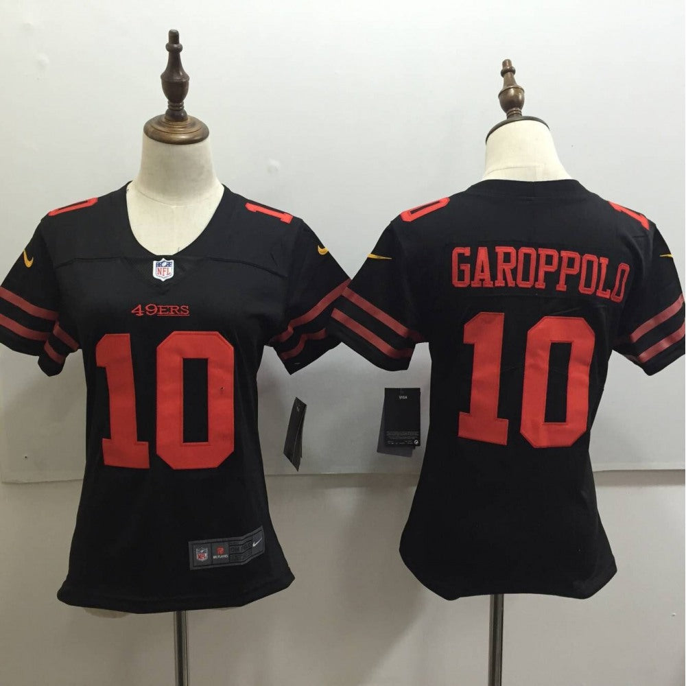 Women's San Francisco 49ers #10 Jimmy Garoppolo Black Untouchable Limited Stitched NFL Jersey 