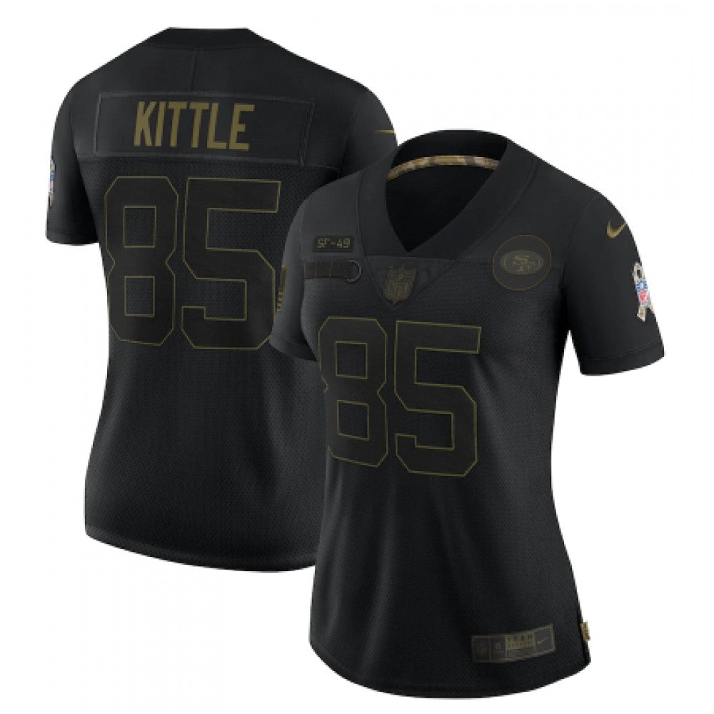 Women's San Francisco 49ers #85 George Kittle Black Salute To Service Limited Stitched Jersey(Run Small) 
