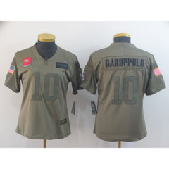 Women's NFL San Francisco 49ers #10 Jimmy Garoppolo 2019 Camo Salute To Service Stitched Jersey(Run Small) 