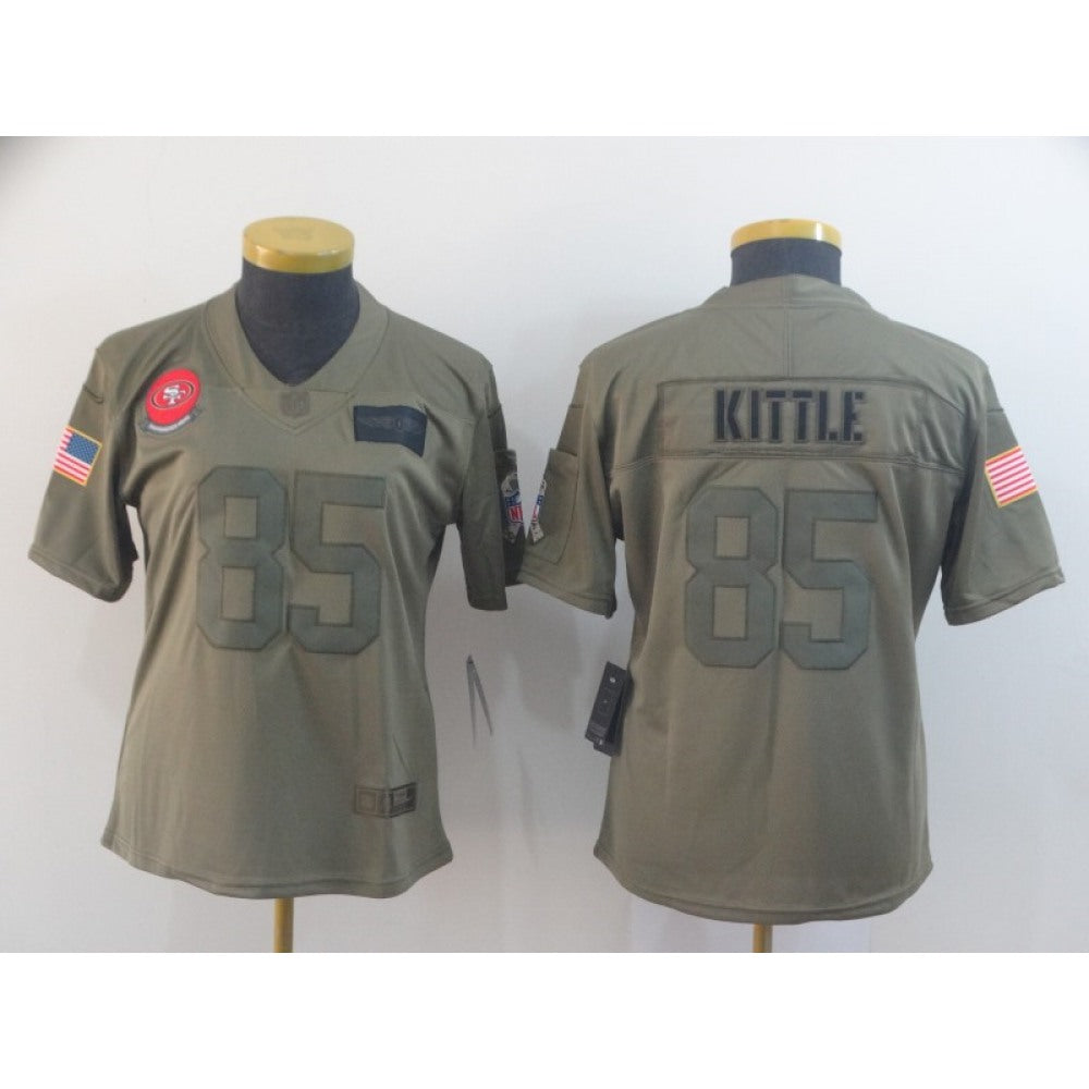 Women's NFL San Francisco 49ers #85 George Kittle 2019 Camo Salute To Service Stitched Jersey(Run Small) 