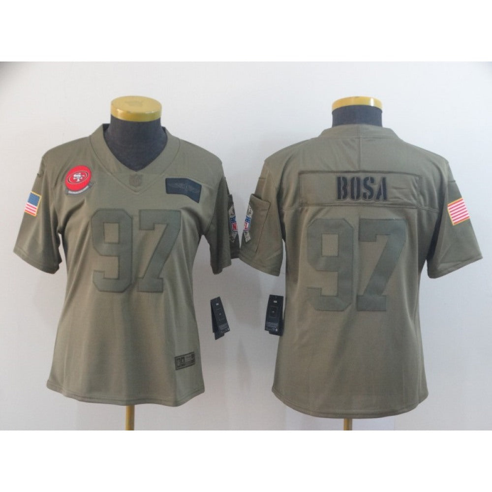 Women's NFL San Francisco 49ers #97 Nick Bosa 2019 Camo Salute To Service Stitched Jersey(Run Small) 