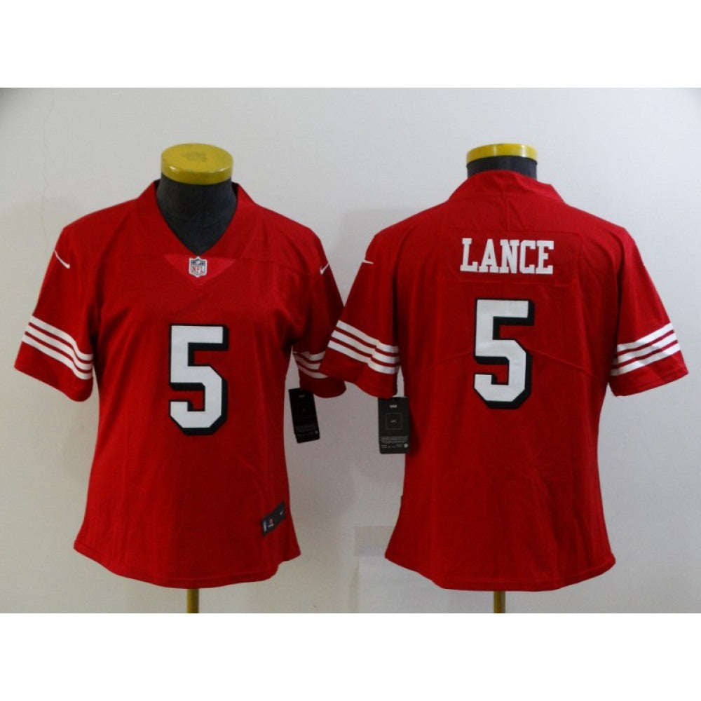 Women's San Francisco 49ers #5 Trey Lance Red Stitched Jersey(Run Small) 