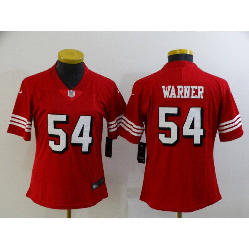 Women's San Francisco 49ers #54 Fred Warner Red Stitched Jersey(Run Small) 