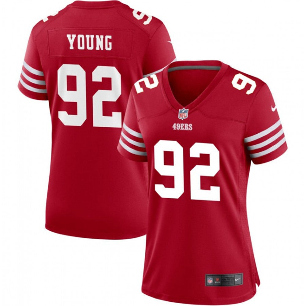 Women's San Francisco 49ers #92 Chase Young Red Stitched Jersey(Run Small) 