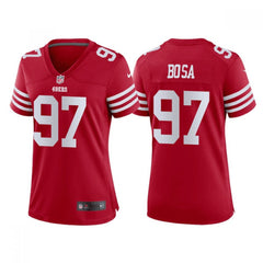 Women's San Francisco 49ers #97 Nick Bosa Red Stitched Jersey(Run Small) 