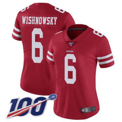 Women's NFL San Francisco 49ers #6 Mitch Wishnowsky 2019 Red 100th season Vapor Untouchable Limited Stitched Jersey(Run Small) 
