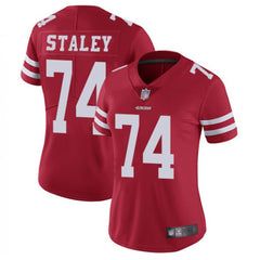 Women's NFL San Francisco 49ers #74 Joe Staley Red Vapor Untouchable Limited Stitched Jersey(Run Small) 