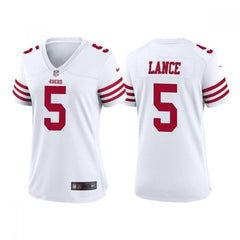 Women's San Francisco 49ers #5 Trey Lance White Stitched Jersey(Run Small) 