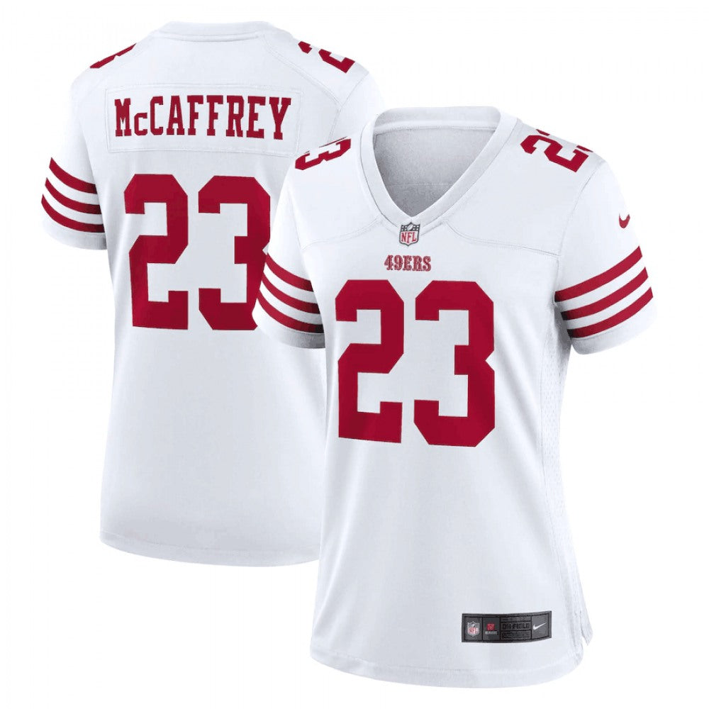 Women's San Francisco 49ers #23 Christian McCaffrey White Vapor Untouchable Stitched Jersey(Run Small) 