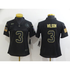 Women's Seattle Seahawks #3 Russell Wilson Black Salute To Service Limited Stitched Jersey(Run Small) 