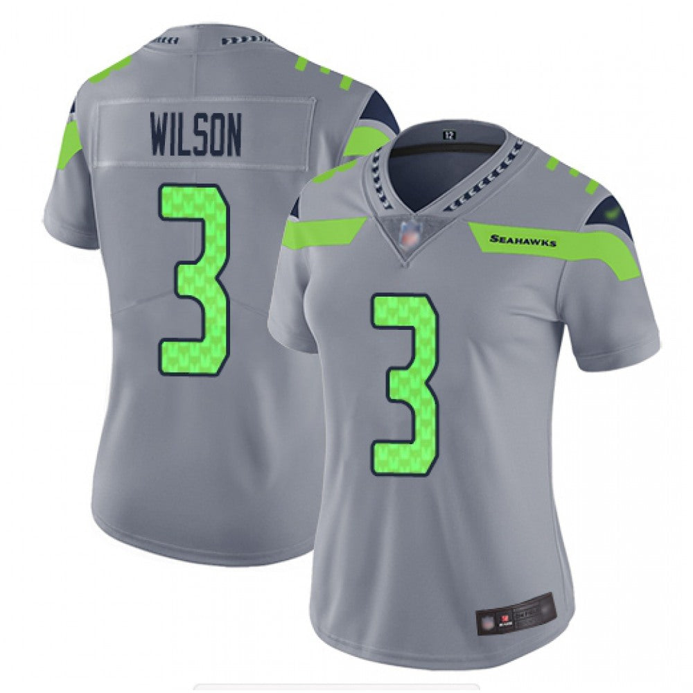 Women's Seattle Seahawks #3 Russell Wilson Gray Inverted Legend Stitched NFL Jersey(Run Small) 