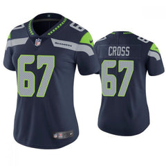 Women's Seattle Seahawks #67 Charles Cross Navy Untouchable Limited Stitched Jersey(Run Small) 