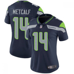 Women's Seattle Seahawks #14 D.K. Metcalf Navy Vapor Untouchable Stitched Jersey(Run Small) 
