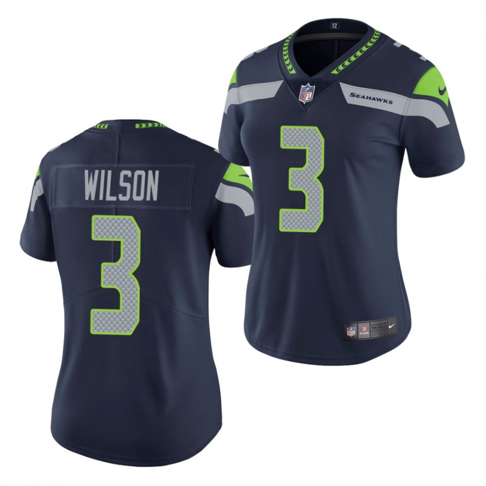 Women's Seattle Seahawks #3 Russell Wilson Navy Vapor Untouchable Stitched Jersey(Run Small) 