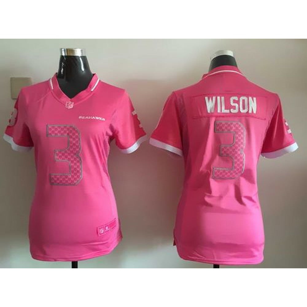 Seahawks #3 Russell Wilson Pink Women's Stitched NFL Elite Bubble Gum Jersey 
