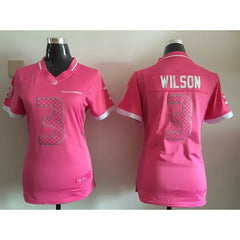 Seahawks #3 Russell Wilson Pink Women's Stitched NFL Elite Bubble Gum Jersey 