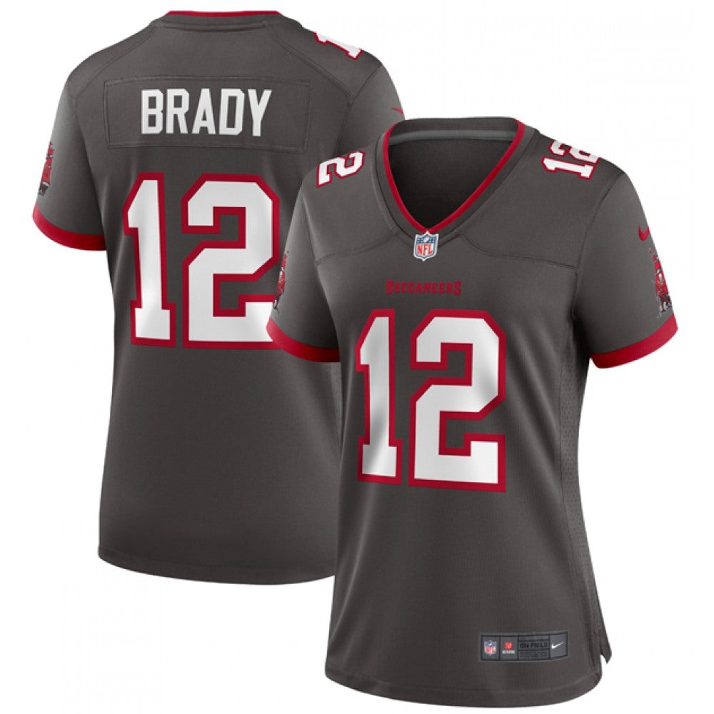 Women's Tampa Bay Buccaneers #12 Tom Brady Grey 2021 Super Bowl LV Limited Stitched Jersey(Run Small) 