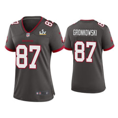 Women's Tampa Bay Buccaneers #87 Rob Gronkowski Grey 2021 Super Bowl LV Limited Stitched Jersey(Run Small) 
