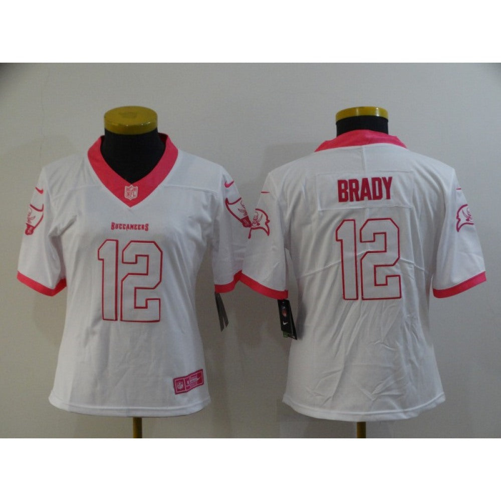 Women's Tampa Bay Buccaneers #12 Tom Brady White And Pink Vapor Untouchable Limited Stitched NFL Jersey(Run Small) 
