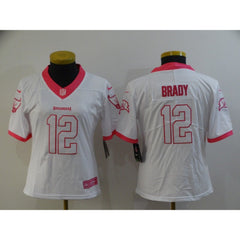 Women's Tampa Bay Buccaneers #12 Tom Brady White And Pink Vapor Untouchable Limited Stitched NFL Jersey(Run Small) 
