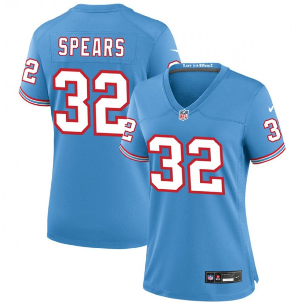 Women's Tennessee Titans #32 Tyjae Spears Blue Throwback Stitched Football Jersey(Run Small) 