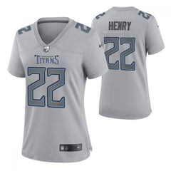 Women's Tennessee Titans #22 Derrick Henry Gray Atmosphere Fashion Stitched Football Jersey(Run Small) 