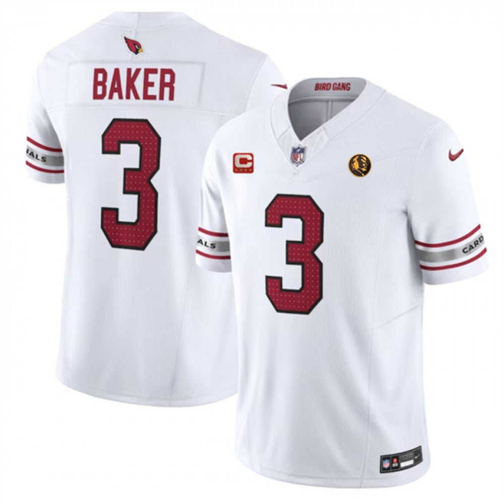 Men's Arizona Cardinals #3 Budda Baker White 2023 F.U.S.E. With 4-Star C Patch And With John Madden Patch Vapor Limited Stitched Football Jersey 