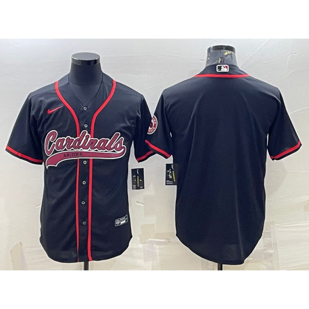 Men's Arizona Cardinals Blank Black With Patch Cool Base Stitched Baseball Jersey 