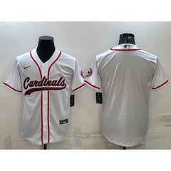 Men's Arizona Cardinals Blank White With Patch Cool Base Stitched Baseball Jersey 