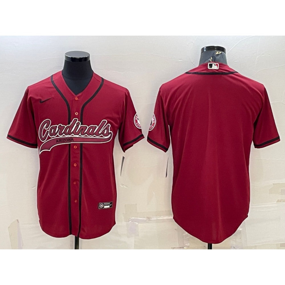 Men's Arizona Cardinals Blank Red With Patch Cool Base Stitched Baseball Jersey 