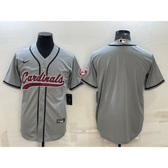 Men's Arizona Cardinals Blank Grey With Patch Cool Base Stitched Baseball Jersey 