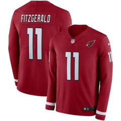 Men's Arizona Cardinals #11 Larry Fitzgerald Red Therma Long Sleeve Stitched NFL Jersey 