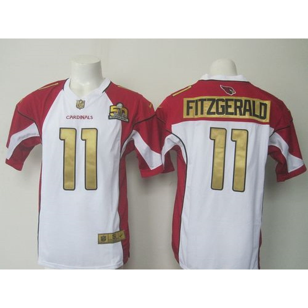 Cardinals #11 Larry Fitzgerald White Super Bowl 50 Collection Men's Stitched NFL Elite Jersey 