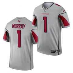 Men's Arizona Cardinals #1 Kyler Murray 2021 Silver Inverted Legend Stitched Jersey 