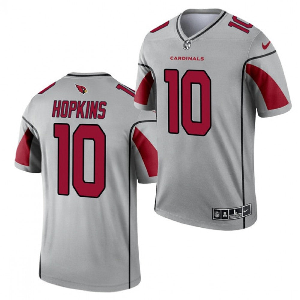 Men's Arizona Cardinals #10 DeAndre Hopkins 2021 Silver Inverted Legend Stitched Jersey 