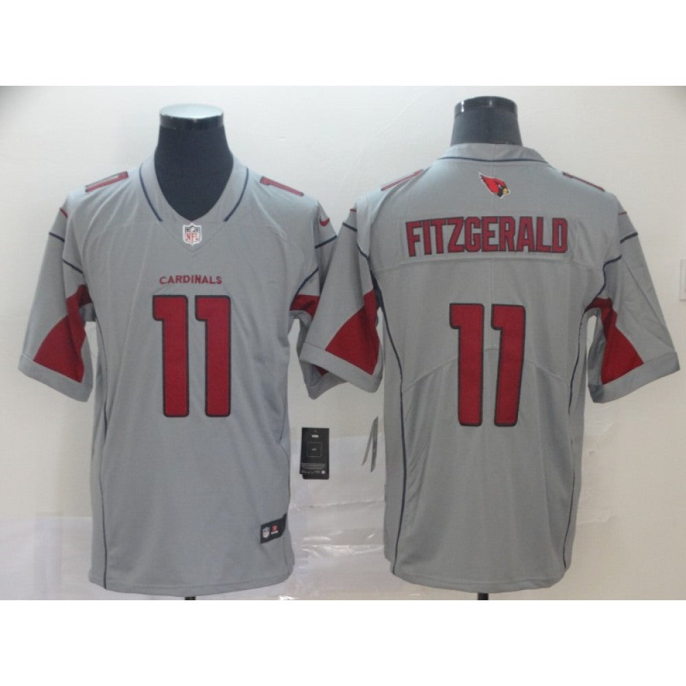 Men's Arizona Cardinals #11 Larry Fitzgerald Silver Inverted Legend Stitched NFL Jersey 