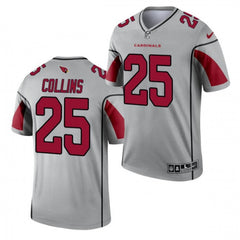 Men's Arizona Cardinals #25 Zaven Collins 2021 Silver Inverted Legend Stitched Jersey 
