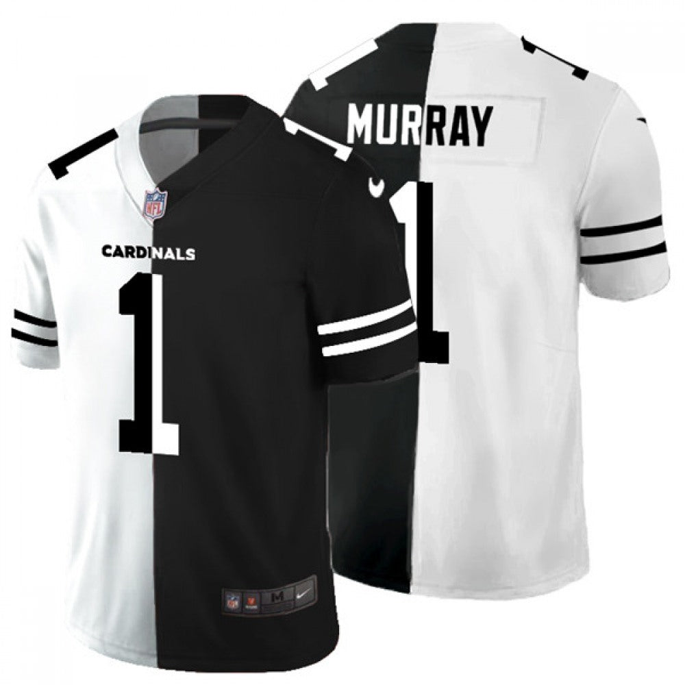 Men's Arizona Cardinals #1 Kyler Murray Black & White Split Limited Stitched Jersey 