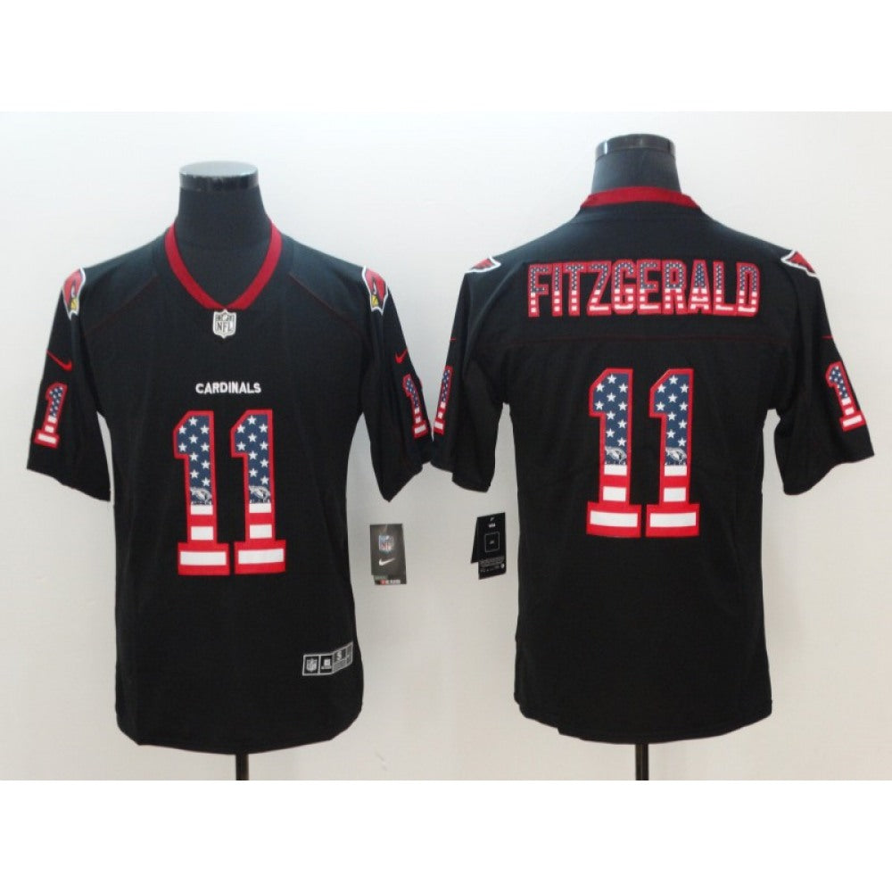 Men's Arizona Cardinals #11 Larry Fitzgerald 2018 Black USA Flag Color Rush Limited Fashion NFL Stitched Jersey 