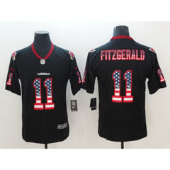 Men's Arizona Cardinals #11 Larry Fitzgerald 2018 Black USA Flag Color Rush Limited Fashion NFL Stitched Jersey 
