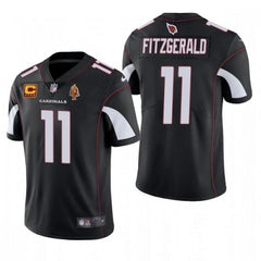 Men's Arizona Cardinals #11 Larry Fitzgerald Black With C Patch & Walter Payton Patch Limited Stitched Jersey 
