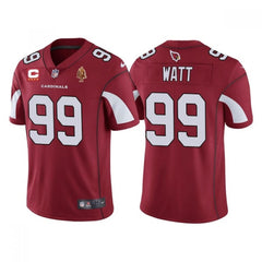 Men's Arizona Cardinals #99 J.J. Watt Red With C Patch & Walter Payton Patch Limited Stitched Jersey 