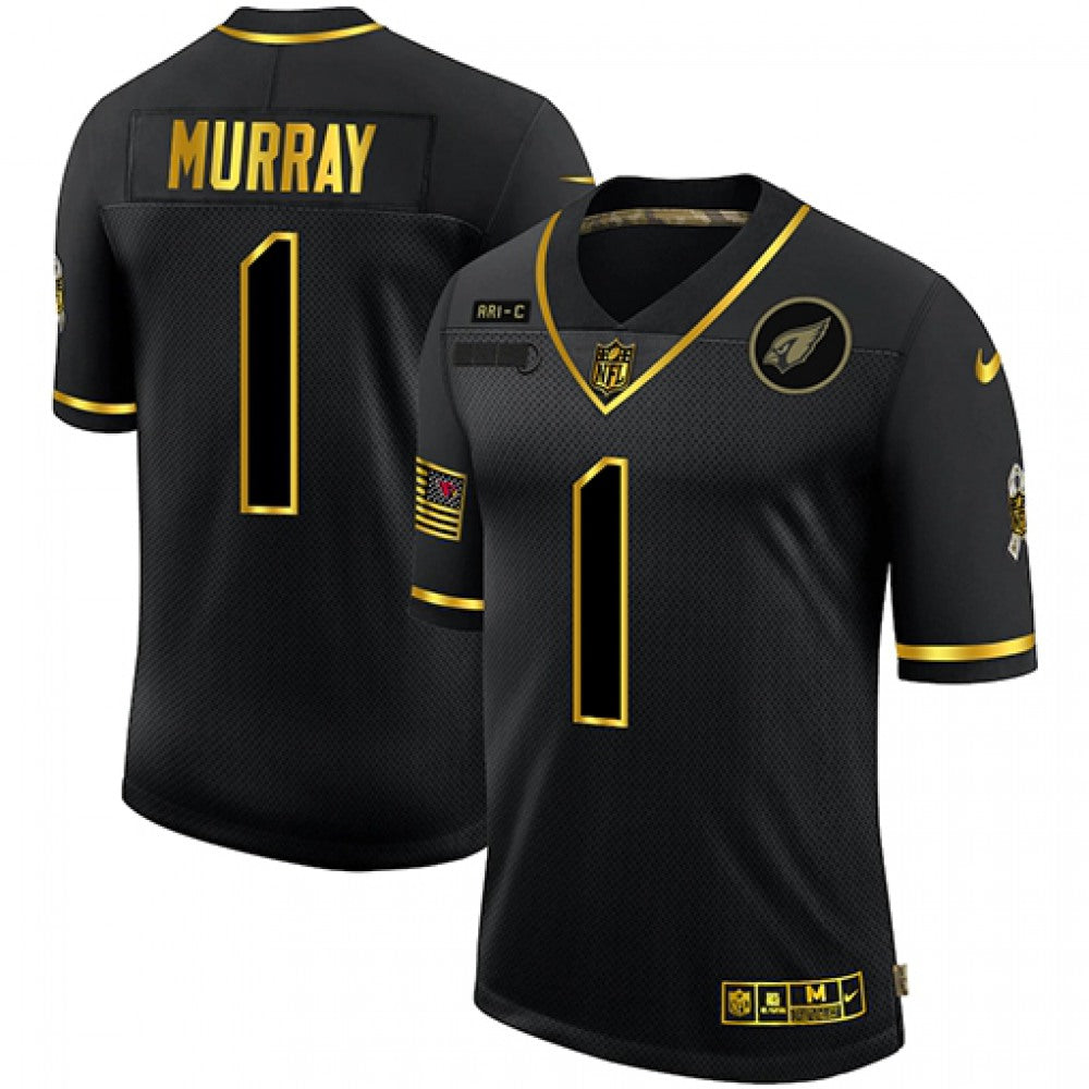 Men's Arizona Cardinals #1 Kyler Murray 2020 Black/Gold Salute To Service Stitched Jersey 