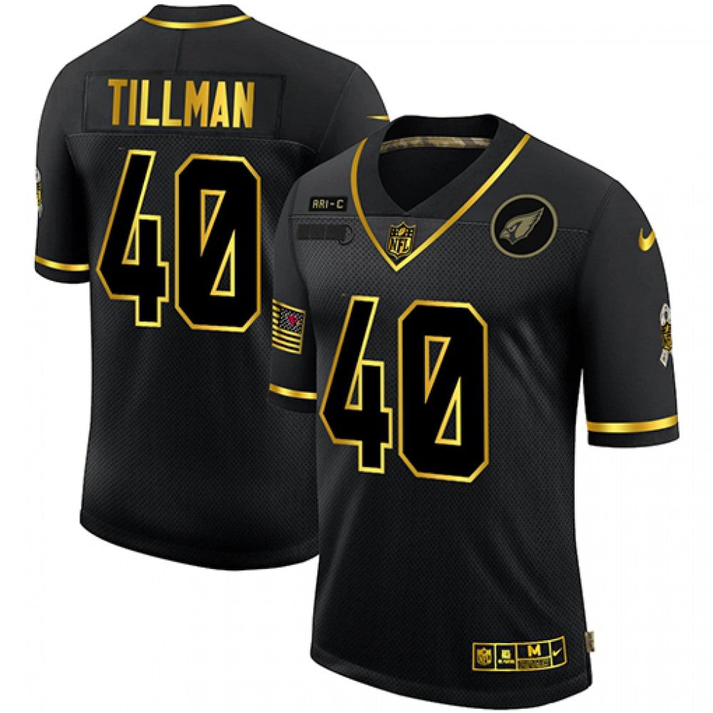 Men's Arizona Cardinals #40 Pat Tillman 2020 Black/Gold Salute To Service Stitched Jersey 